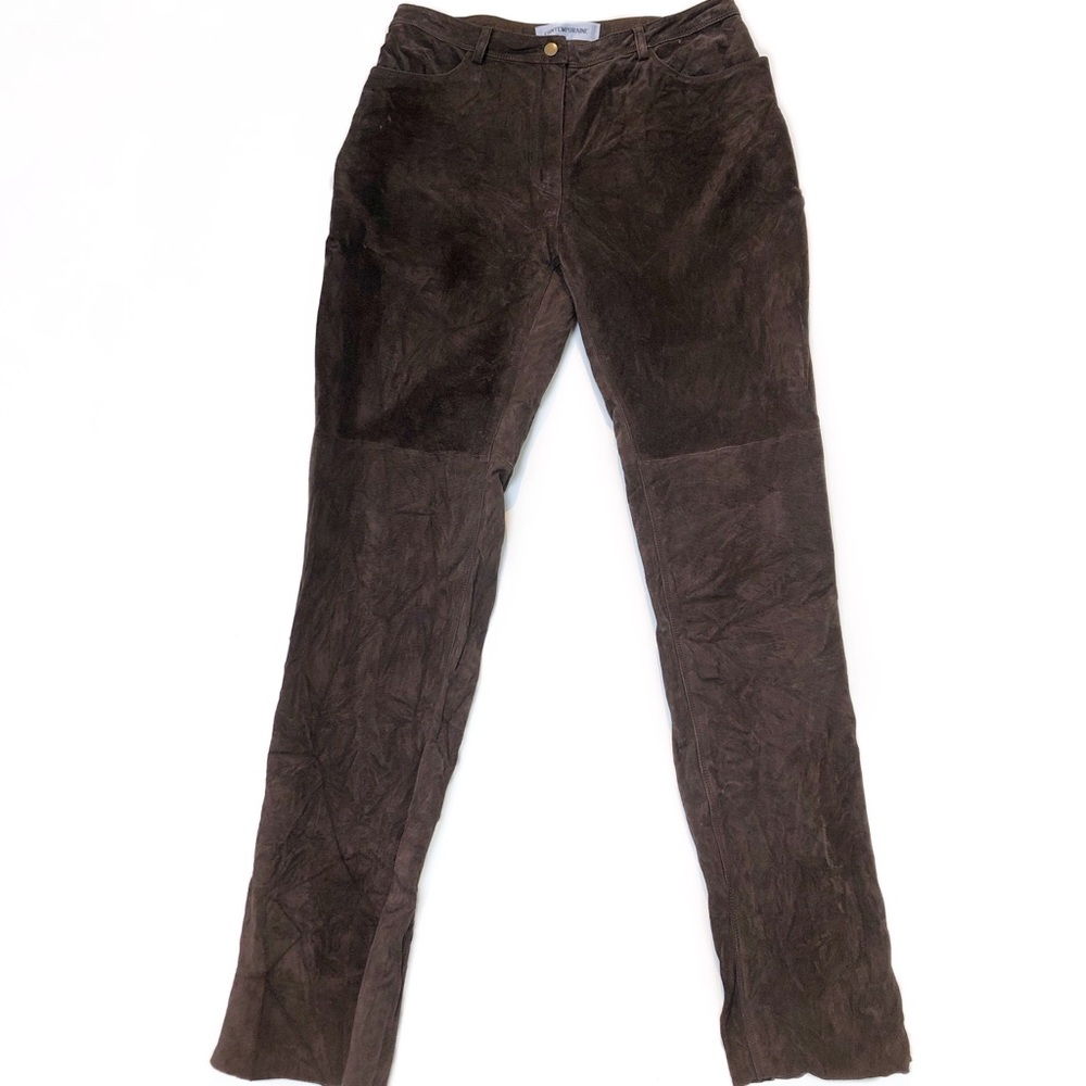 CONTEMPORAIRE BROWN SUEDE PANTS TALL